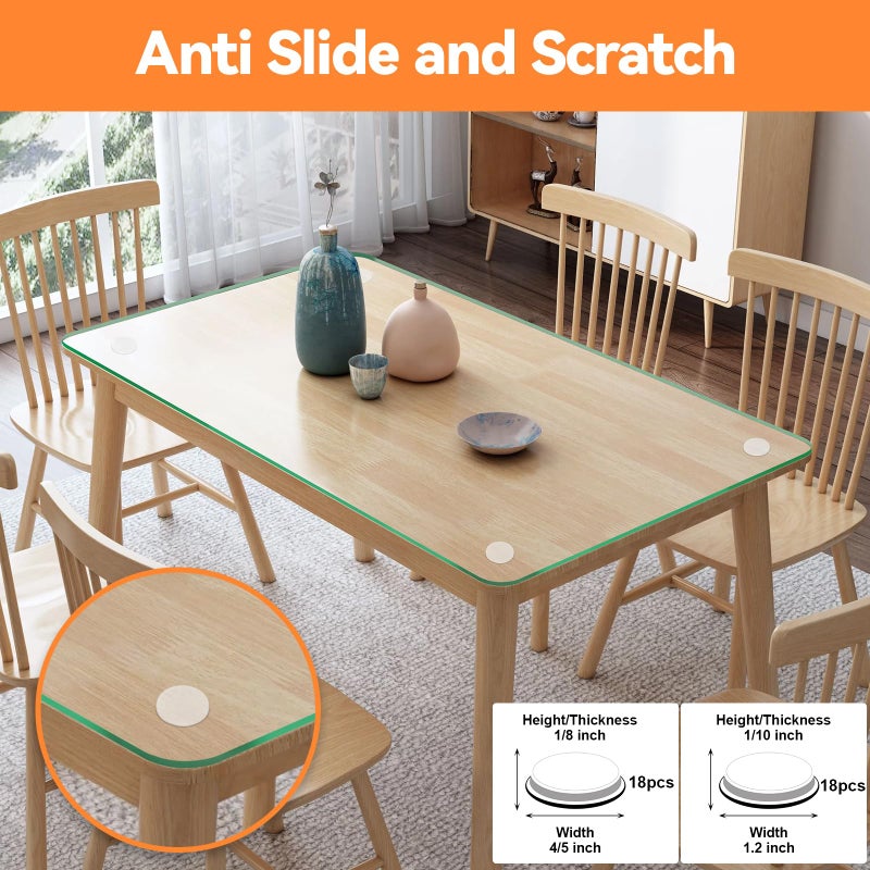 FURNIMATE وسادات مطاطية شفافة كبيرة 36 قطعة 1.2 بوصة + 4/5 بوصة وسادات زجاجية دائرية لسطح قطع الزجاج - Image 2